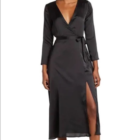 NSR Black Satin Midi Dress - Picture 2 of 8